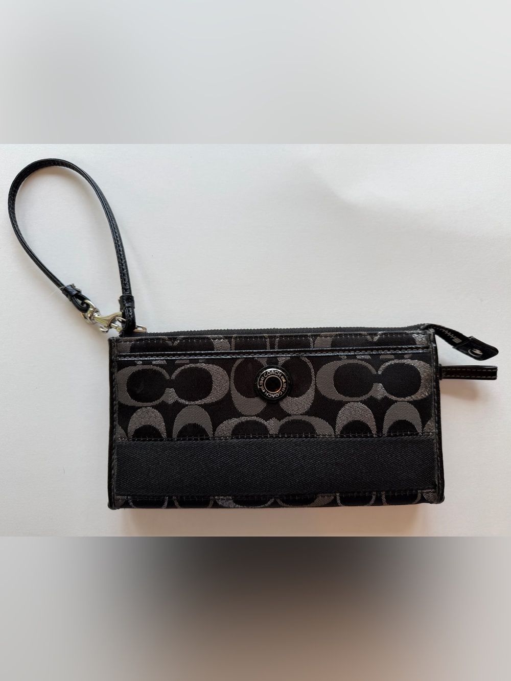Vintage Black Coach Signature Wristlet Wallet